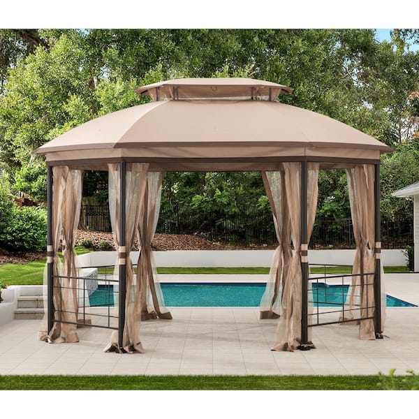 Seagrove 12 ft. x 10 ft. Octagonal Steel Frame Gazebo with Tan Canopy (A101014900) Seagrove 12 ft. x 10 ft. Octagonal Steel Frame Gazebo with Tan Canopy (A101014900)